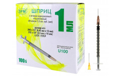 Шприц одноразовый трехкомпонентный SF Medical 1 мл инсулиновый U-100