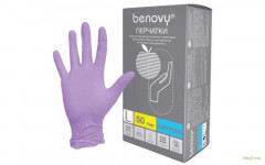 Перчатки нитриловые Сиреневые Benovy XS 50 пар Перчатки нитриловые Сиреневые Benovy XS 50 пар